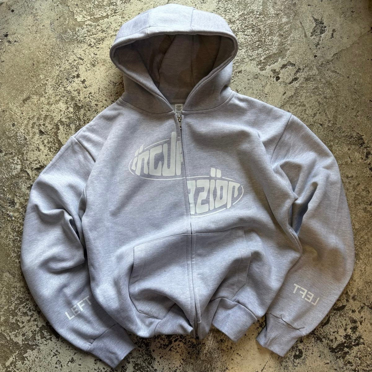 Incurzion | Relaxed Double Zip Hoodie | Heather Grey