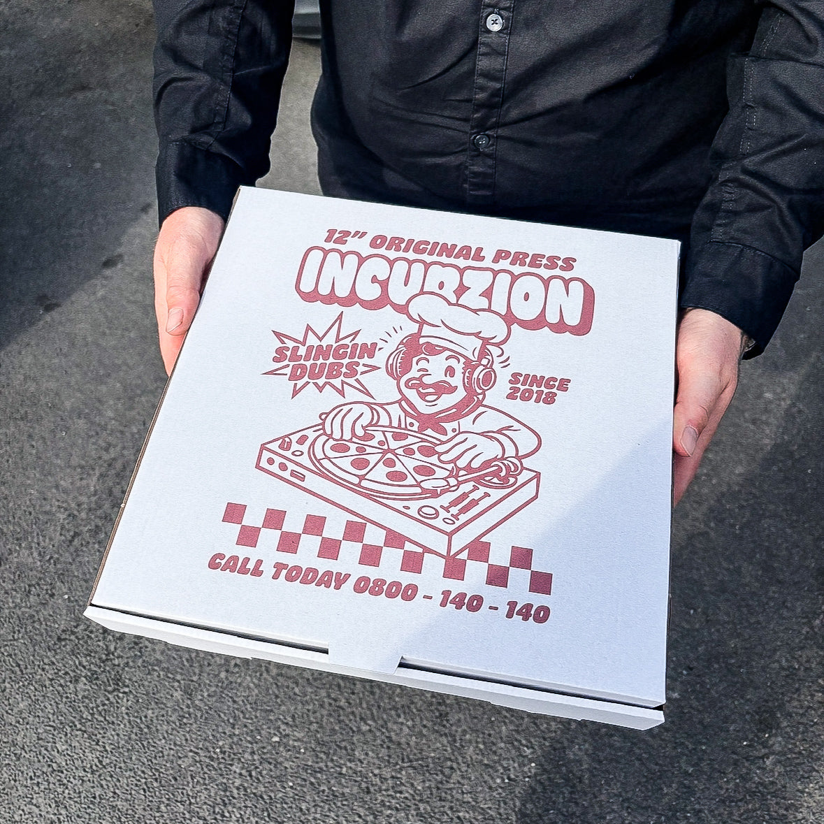 ‘12” Original Press’ | Pizza | Heavyweight White T Shirt