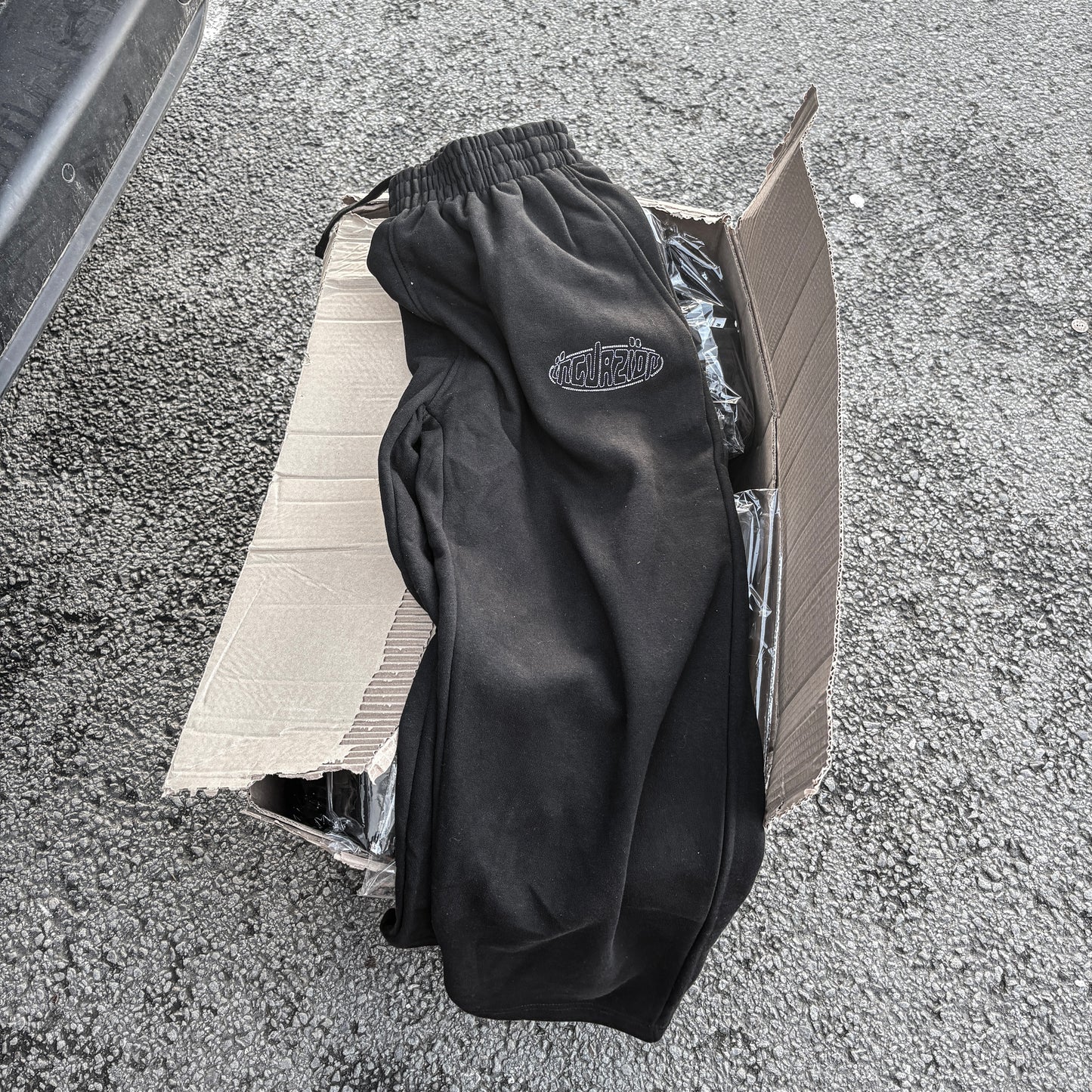 Incurzion | Relaxed Joggers | Black | White Embroidered