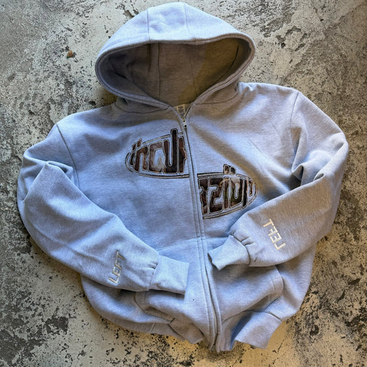 Incurzion | Relaxed Double Zip Hoodie | Grey | Realtree Camo Embroidered