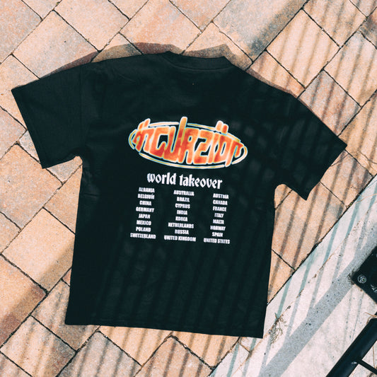 ‘World Takeover’ | Heat Map | Heavyweight Black T Shirt