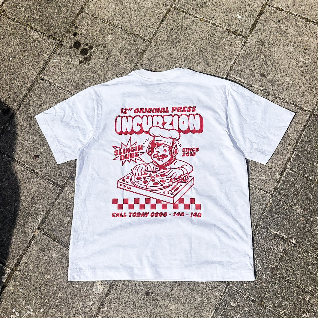‘12” Original Press’ | Pizza | Heavyweight White T Shirt