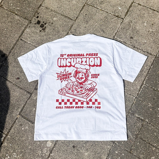 ‘12” Original Press’ | Pizza | Heavyweight White T Shirt