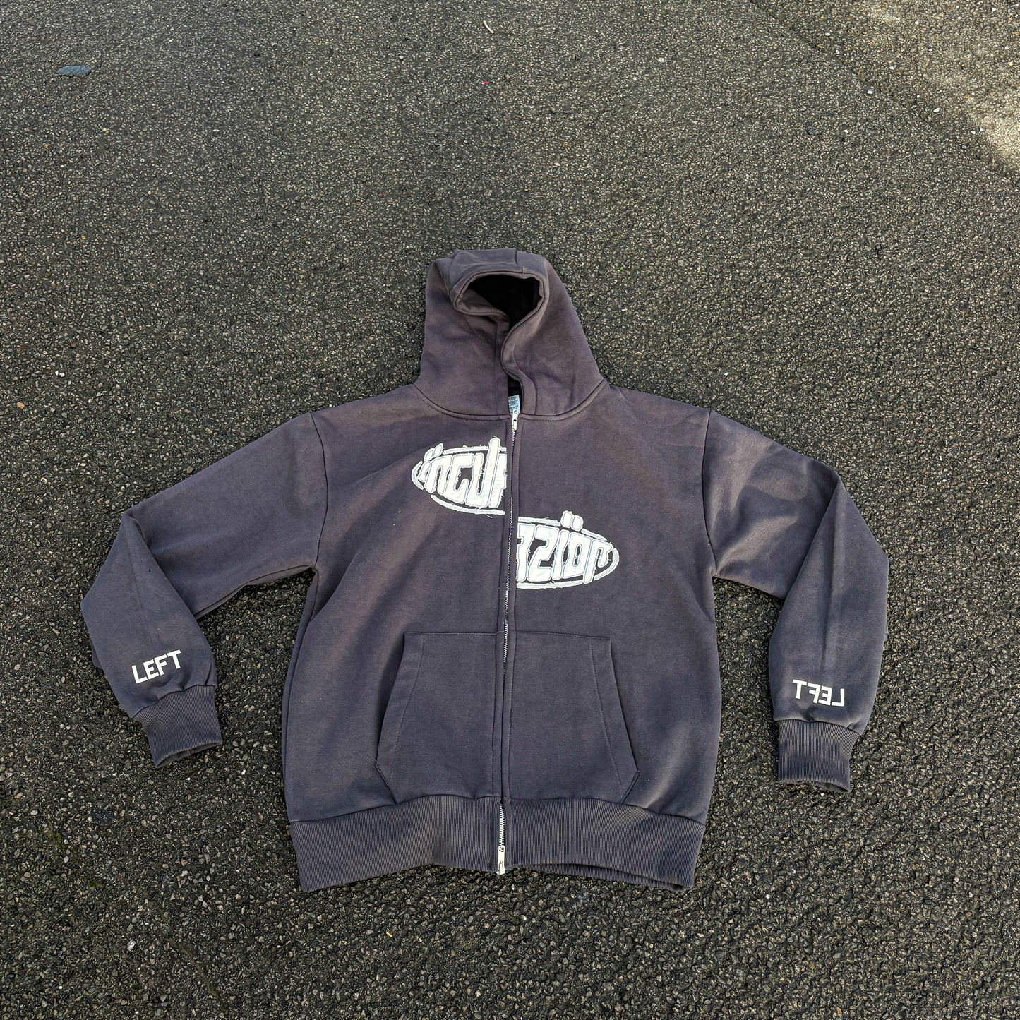 Incurzion | Relaxed Double Zip Hoodie | Charcoal | Embroidered