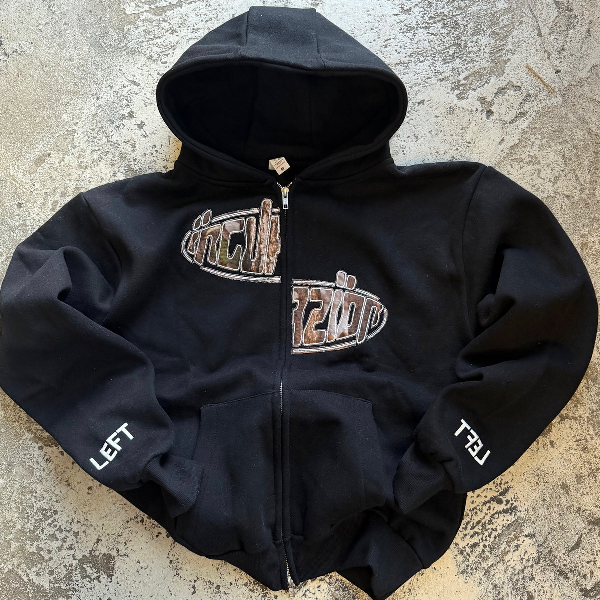 Incurzion | Relaxed Double Zip Hoodie | Black | Realtree Camo Embroidered