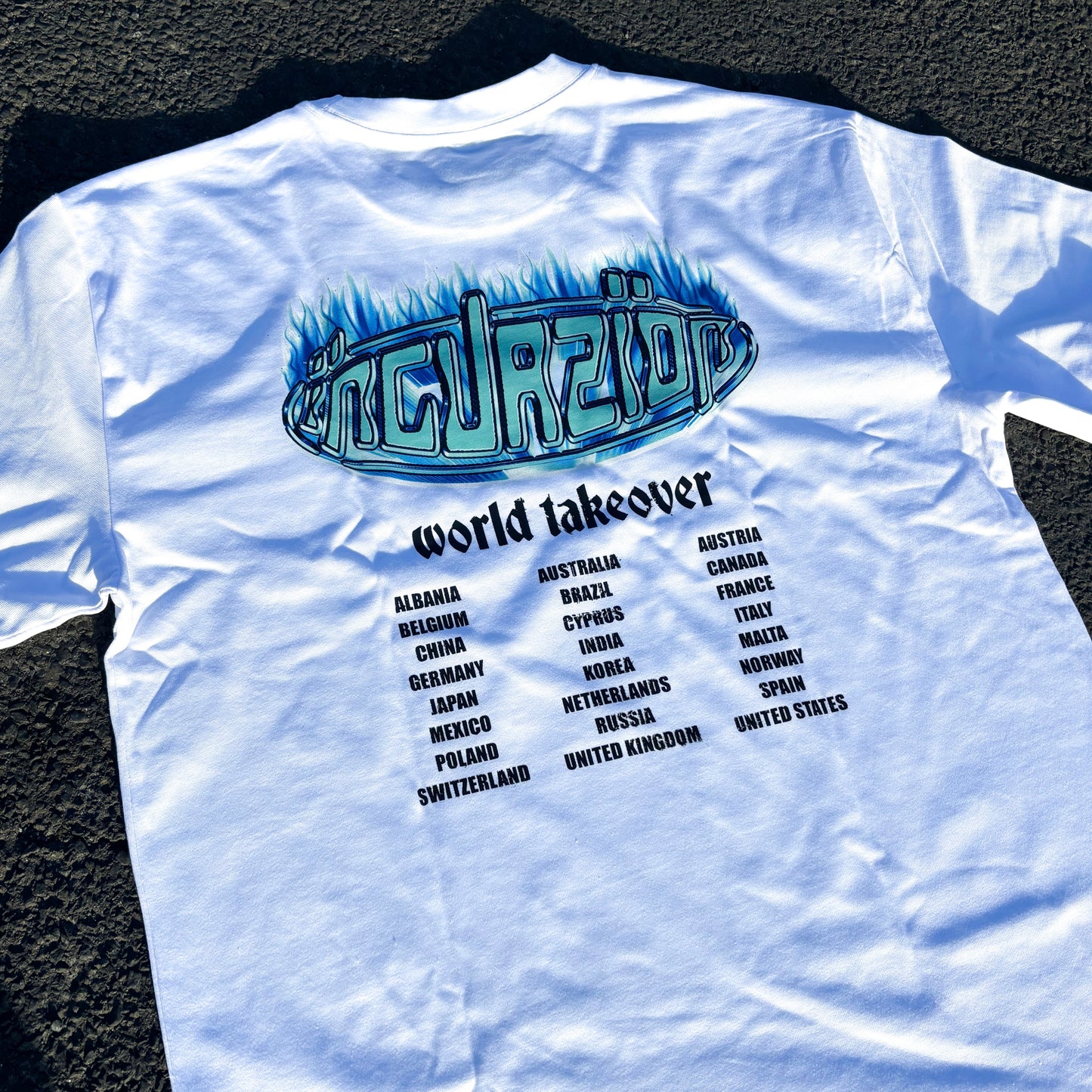 'World Takeover’ Heavyweight, White T Shirt.