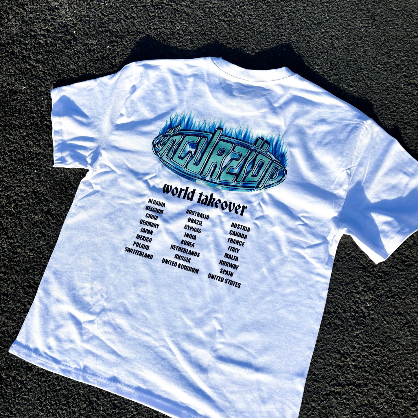 'World Takeover’ Heavyweight, White T Shirt.